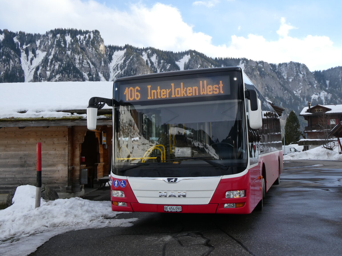 (270'755) - PostAuto Bern - BE 654'090/PID 12'339 - MAN (ex Dr. Richard, A-Wien Nr. 1419) am 7. Januar 2025 in Habkern, Zundli