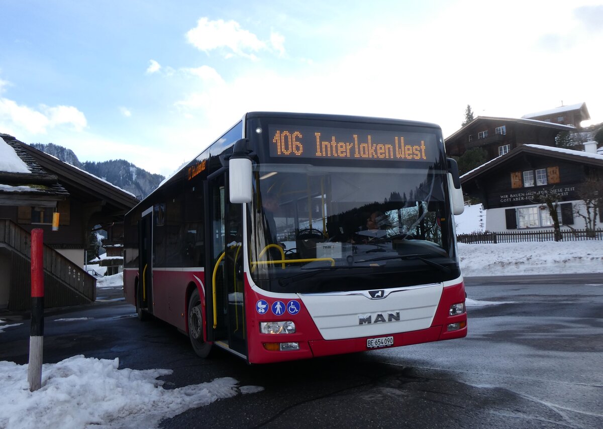 (270'756) - PostAuto Bern - BE 654'090/PID 12'339 - MAN (ex Dr. Richard, A-Wien Nr. 1419) am 7. Januar 2025 in Habkern, Zundli