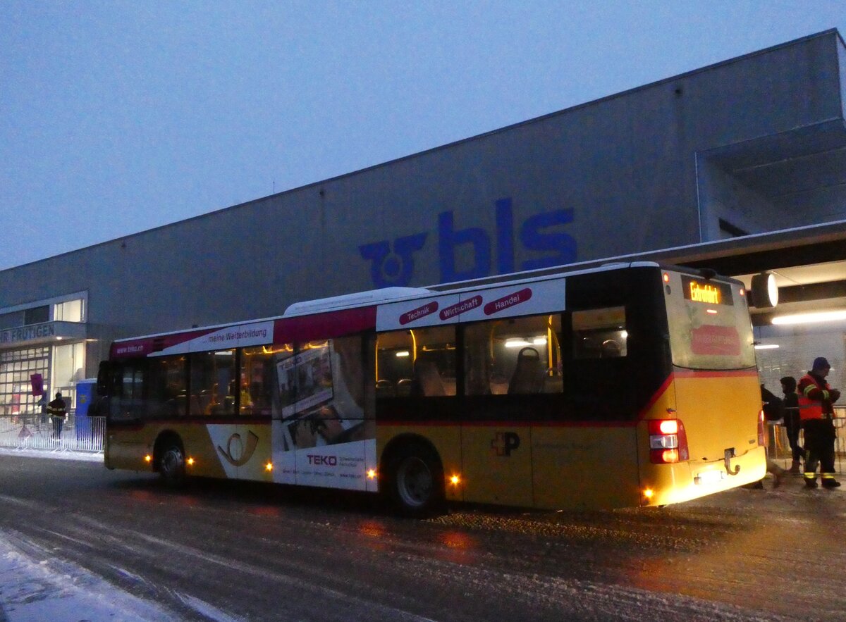 (270'815) - Wyss, Boningen - Nr. 67/SO 20'476/PID 10'834 - MAN am 11. Januar 2025 beim Bahnhof Frutigen