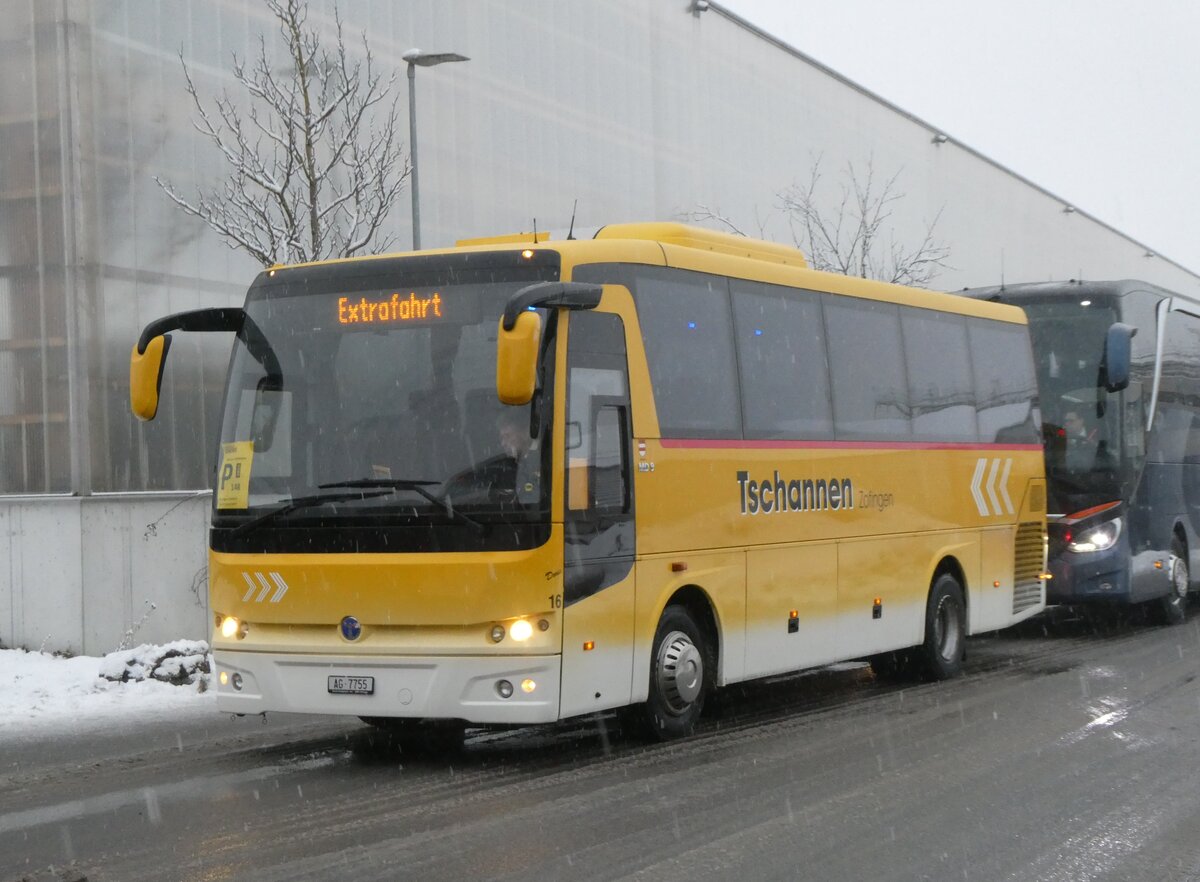 (270'855) - Tschannen, Zofingen - Nr. 16/AG 7755 - Temsa am 11. Januar 2025 beim Bahnhof Frutigen