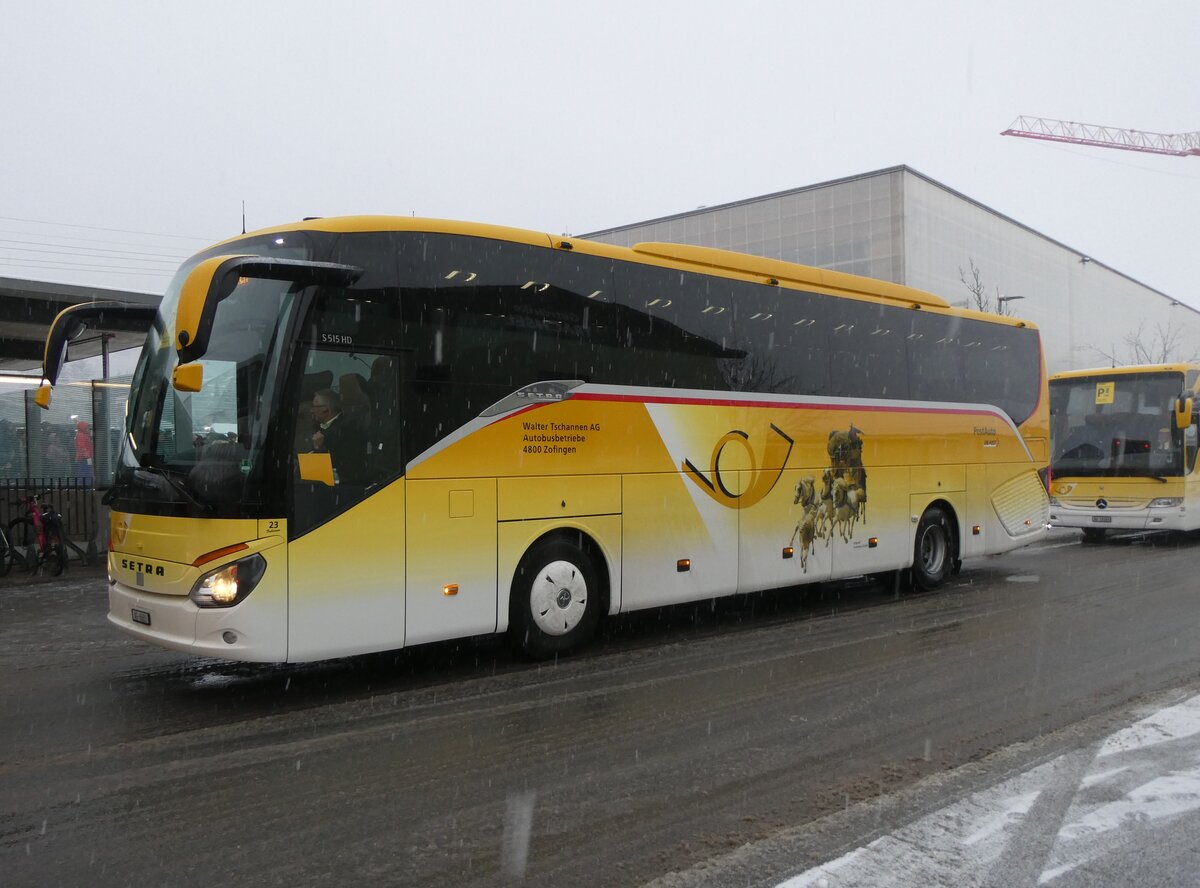 (270'858) - Tschannen, Zofingen - Nr. 23/AG 6683 - Setra am 11. Januar 2025 beim Bahnhof Frutigen