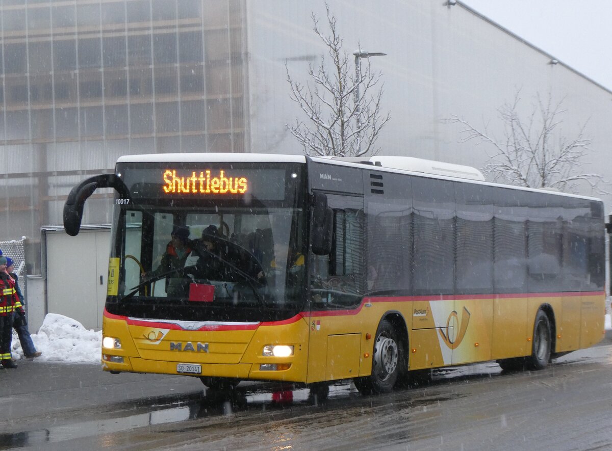 (270'875) - Steiner, Messen - SO 20'141/PID 10'017 - MAN am 11. Januar 2025 beim Bahnhof Frutigen