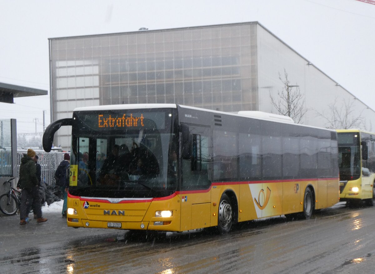 (270'889) - Wyss, Boningen - Nr. 65/SO 21'793/PID 10'546 - MAN am 11. Januar 2025 beim Bahnhof Frutigen