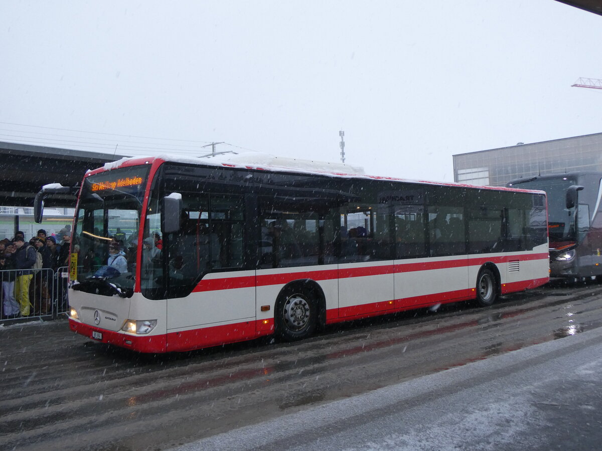 (270'902) - Tritten, Zweisimmen - BE 694 - Mercedes (ex AAGS Schwyz Nr. 24) am 11. Januar 2025 beim Bahnhof Frutigen