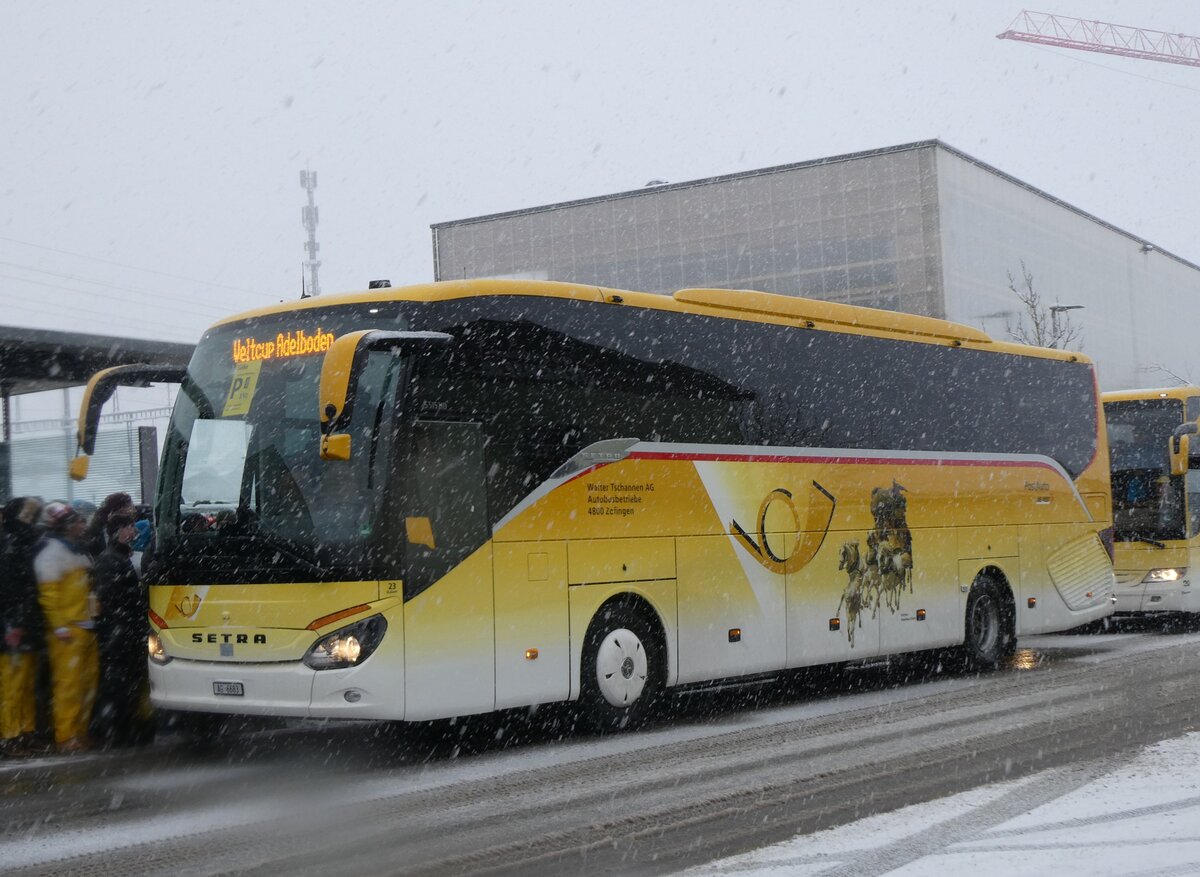 (270'913) - Tschannen, Zofingen - Nr. 23/AG 6683 - Setra am 11. Januar 2025 beim Bahnhof Frutigen