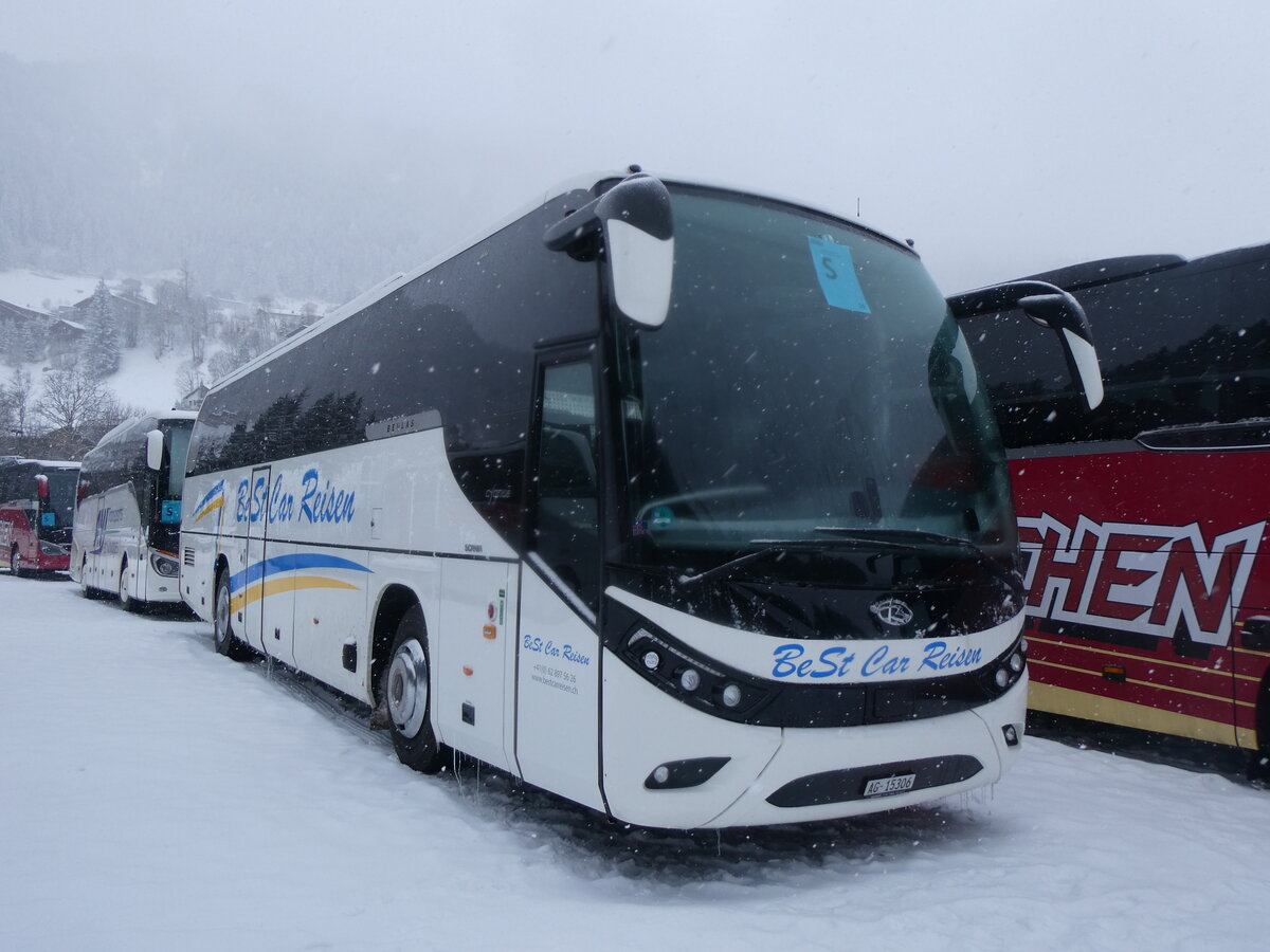 (271'005) - BeSt Car, Rupperswil - AG 15'306 - Scania/Beulas am 11. Januar 2025 in Adelboden, ASB