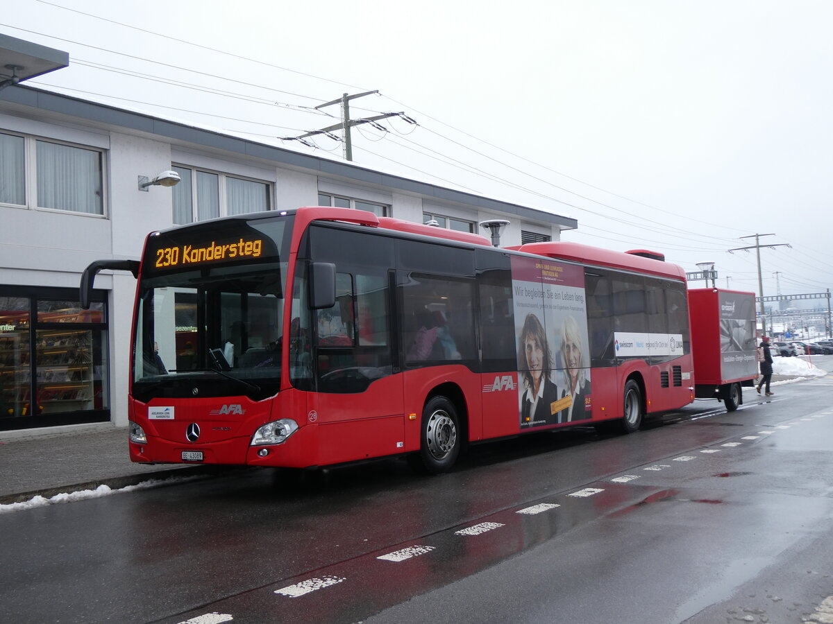 (271'109) - AFA Adelboden - Nr. 28/BE 43'089 - Mercedes am 11. Januar 2025 beim Bahnhof Frutigen