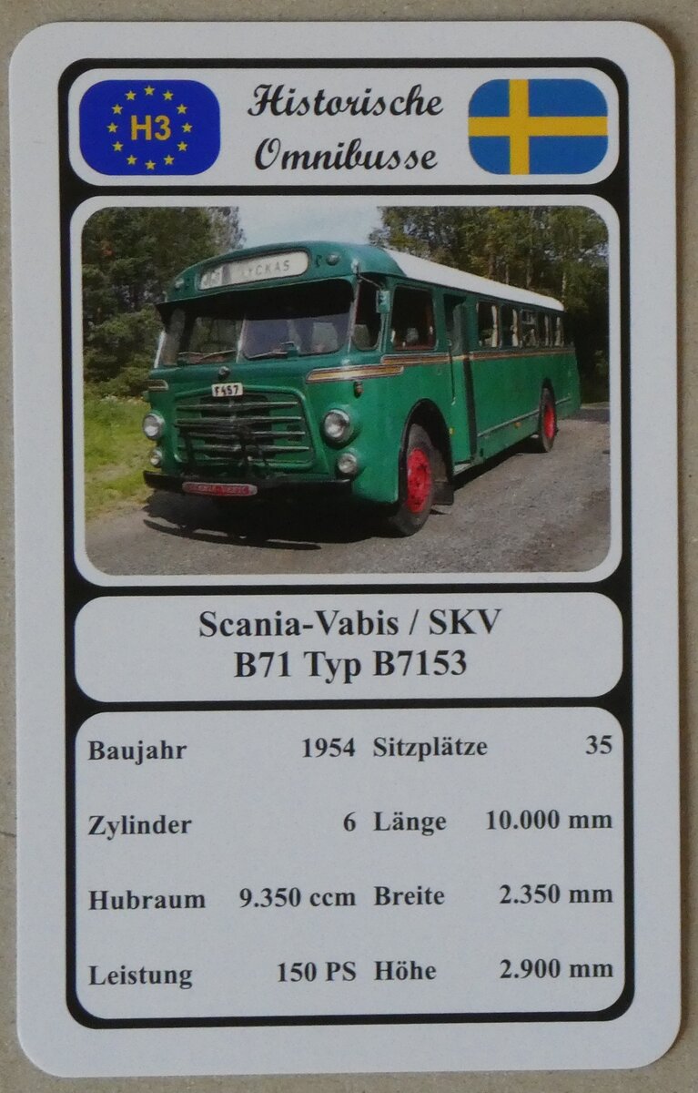 (271'114) - Quartett-Spielkarte mit Scania-Vabis / SKV B71 Typ B7153 von 1954 am 12. Januar 2025 in Thun