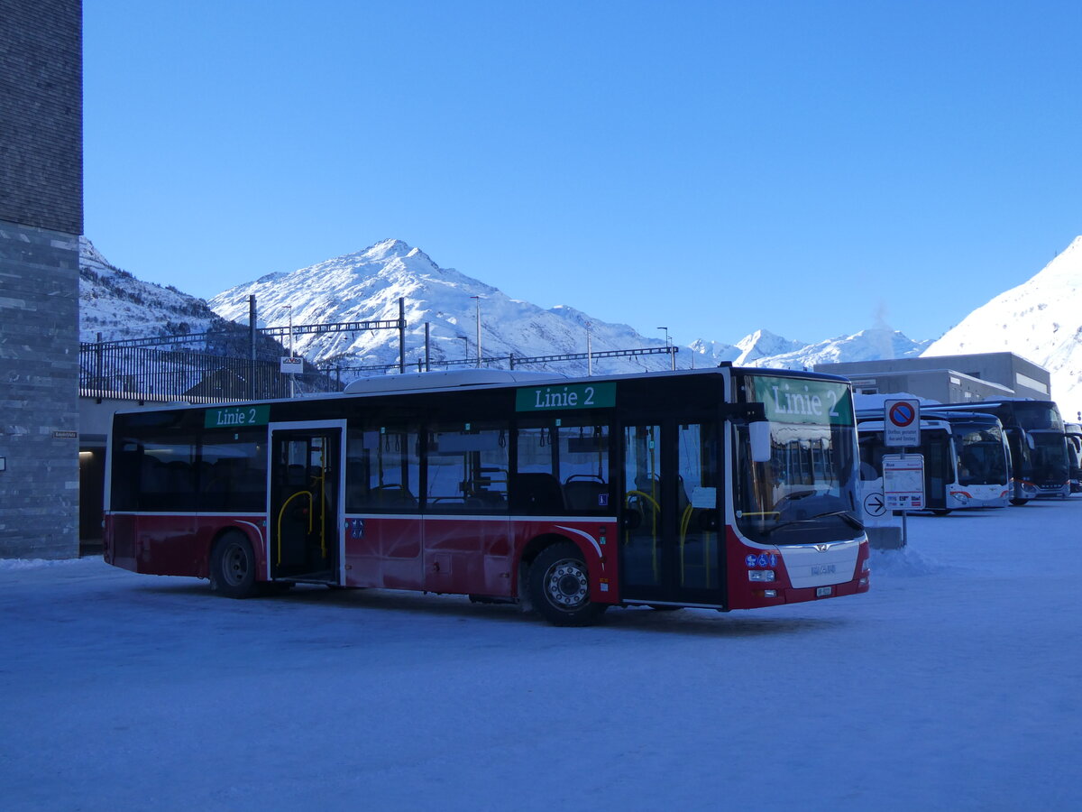 (271'153) - Mattli, Wassen - UR 9221 - MAN (ex Dr. Richard, A-Wien Nr. 1433) am 14. Januar 2025 in Andermatt, Bahnhofplatz