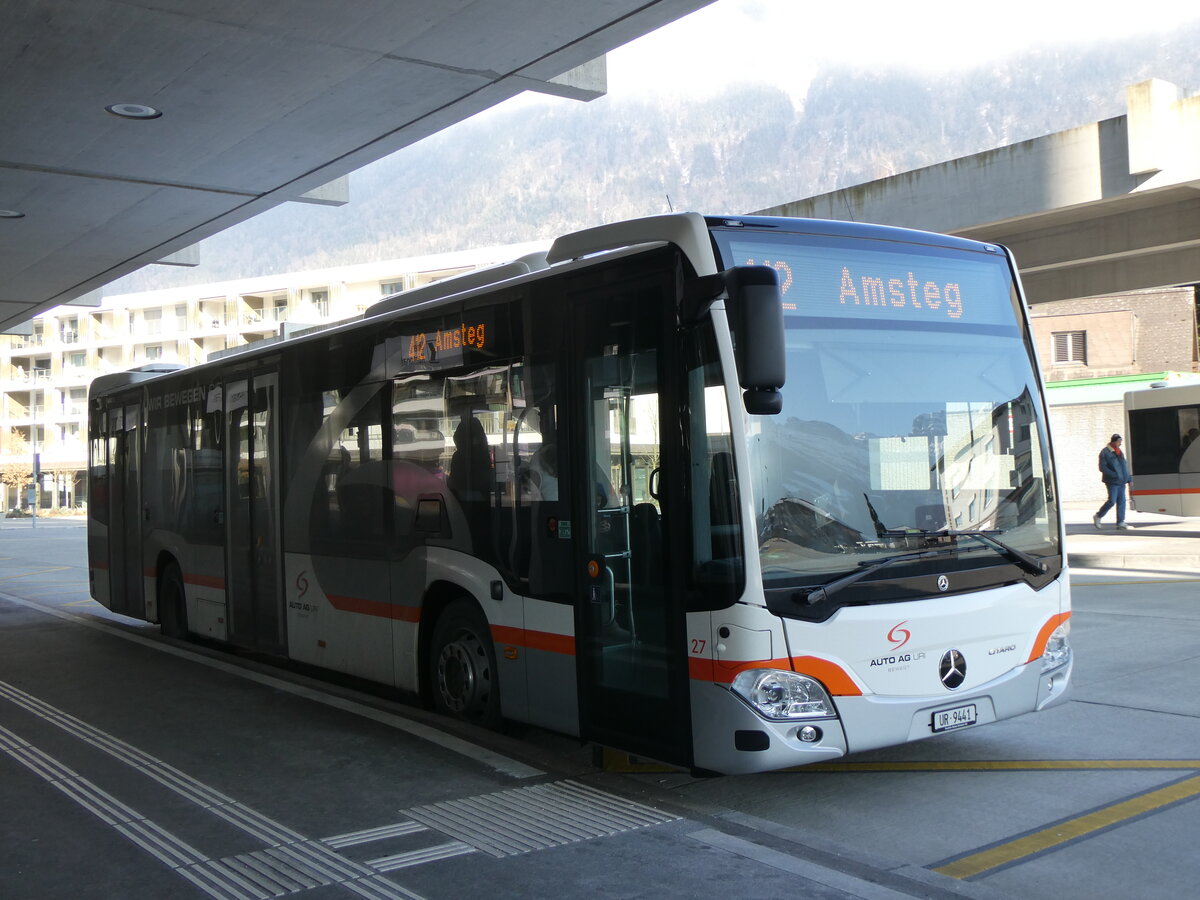 (271'168) - AAGU Altdorf - Nr. 27/UR 9441 - Mercedes am 14. Januar 2025 beim Bahnhof Altdorf