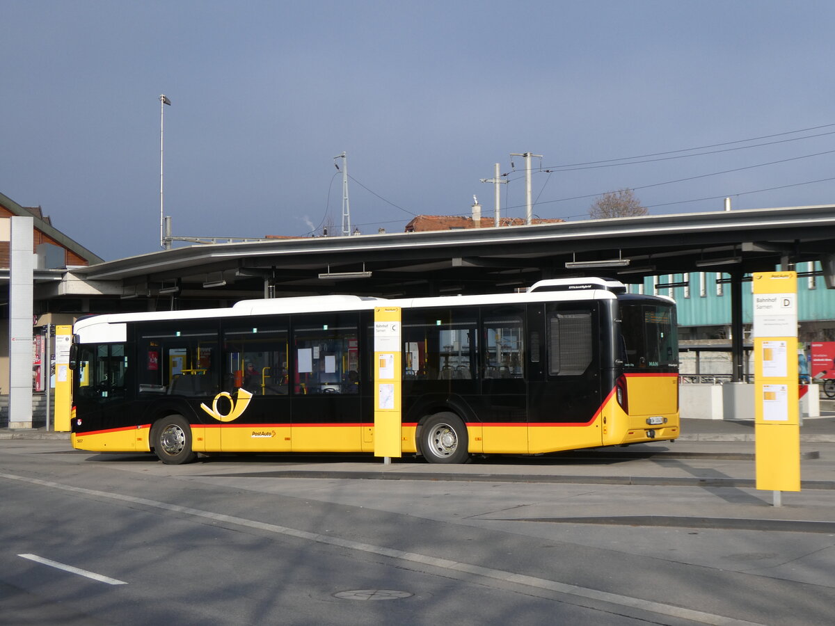 (271'197) - PostAuto Zentralschweiz - Nr. 507/OW 10'040/PID 11'414 - MAN (ex Nr. 7) am 14. Januar 2025 beim Bahnhof Sarnen