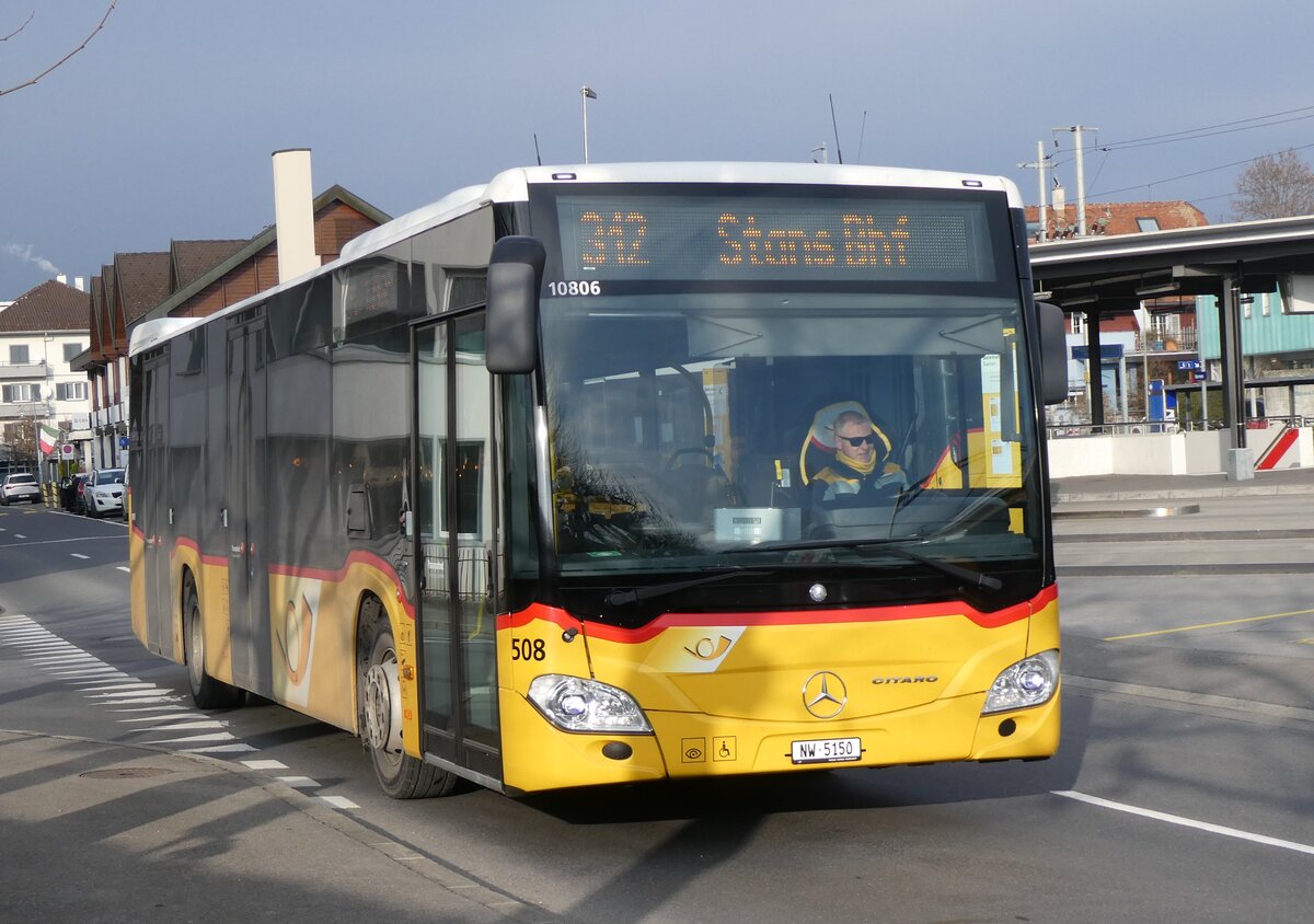 (271'198) - PostAuto Zentralschweiz - Nr. 508/NW 5150/PID 10'806 - Mercedes (ex Nr. 58; ex Nr. 14; ex Thepra, Stans Nr. 14) am 14. Januar 2025 beim Bahnhof Sarnen