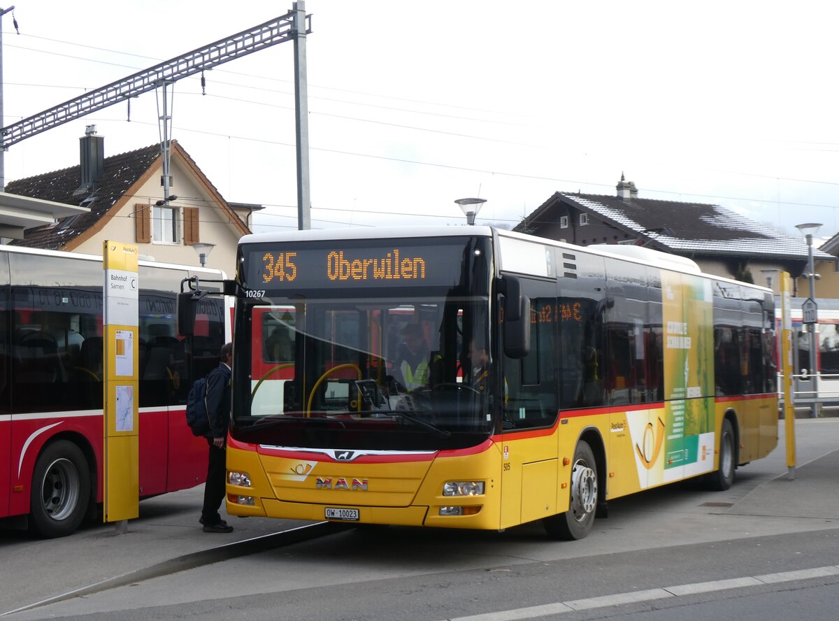 (271'202) - PostAuto Zentralschweiz - Nr. 505/OW 10'023/PID 10'267 - MAN (ex Nr. 4; ex Dillier, Sarnen Nr. 4) am 14. Januar 2025 beim Bahnhof Sarnen