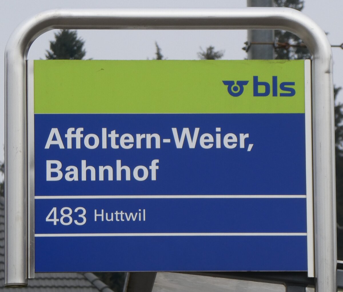 (271'207) - bls-Haltesellenschild - Affoltern-Weier, Bahnhof - am 17. Januar 2025