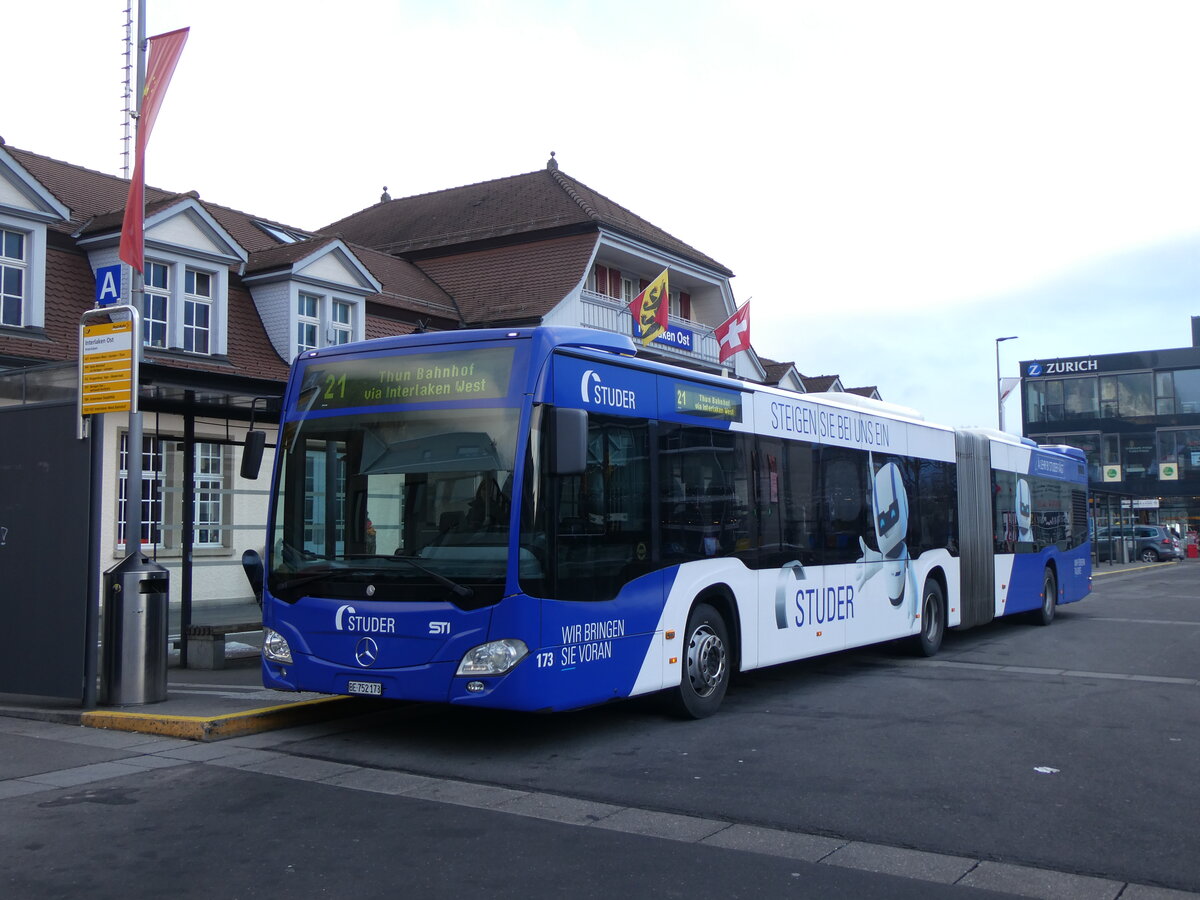 (271'234) - STI Thun - Nr. 173/BE 752'173 - Mercedes am 18. Januar 2025 beim Bahnhof Interlaken Ost