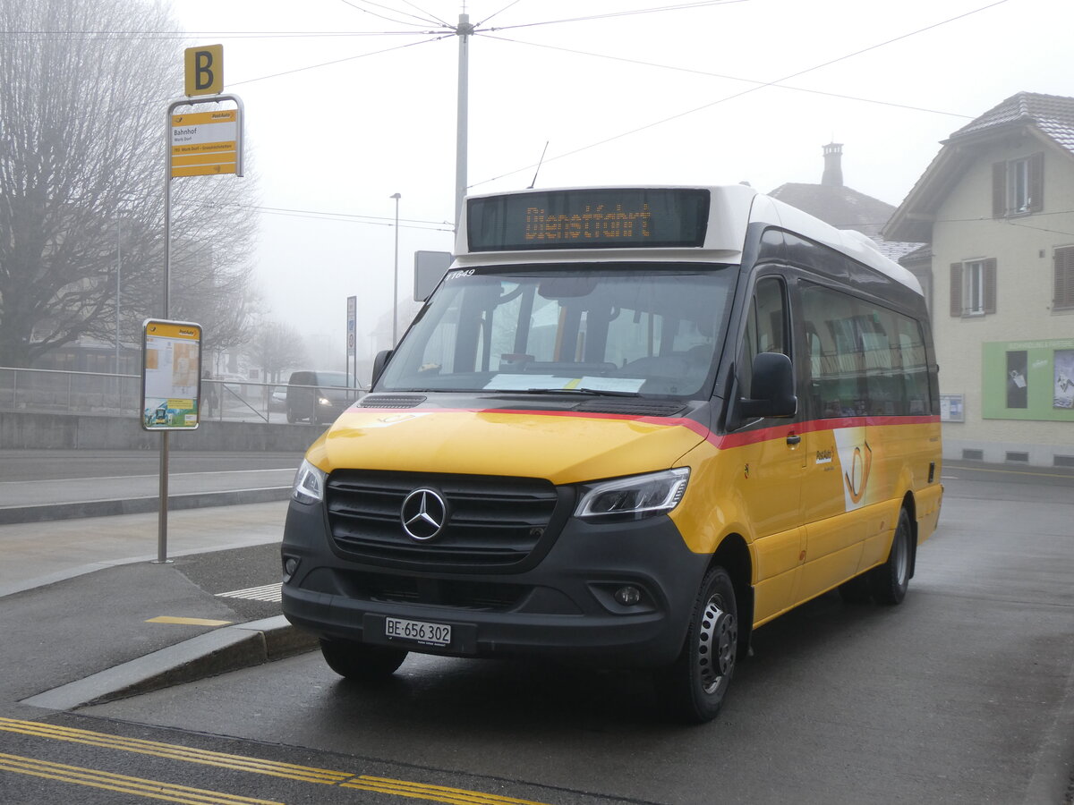 (271'379) - PostAuto Bern - BE 656'302/PID 11'649 - Mercedes (ex Ldi, Uetendorf) am 21. Januar 2025 beim Bahnhof Worb Dorf