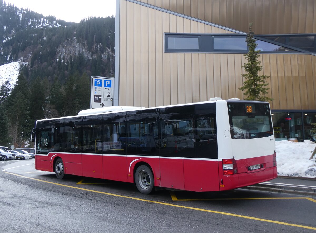 (271'409) - PostAuto Zentralschweiz - Nr. 530/OW 26'301/PID 12'338 - MAN (ex Dr. Richard, A-Wien Nr. 1418) am 24. Januar 2025 auf der Stckalp