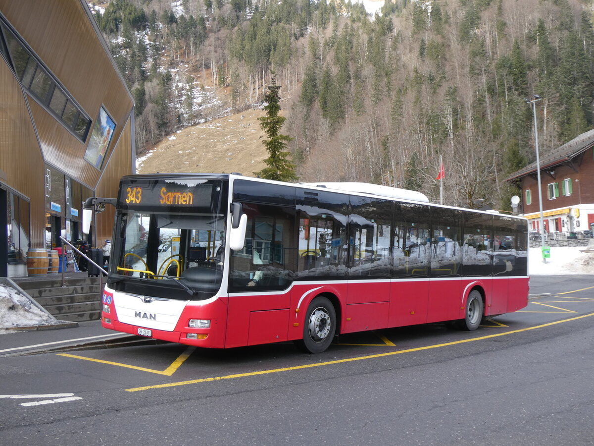 (271'410) - PostAuto Zentralschweiz - Nr. 530/OW 26'301/PID 12'338 - MAN (ex Dr. Richard, A-Wien Nr. 1418) am 24. Januar 2025 auf der Stckalp