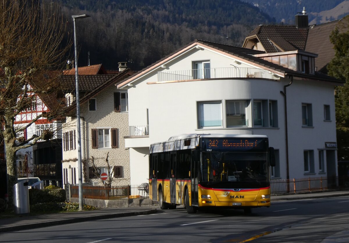 (271'449) - PostAuto Zentralschweiz - Nr. 505/OW 10'023/PID 10'267 - MAN (ex Nr. 4; ex Dillier, Sarnen Nr. 4) am 24. Januar 2025 beim Bahnhof Sarnen