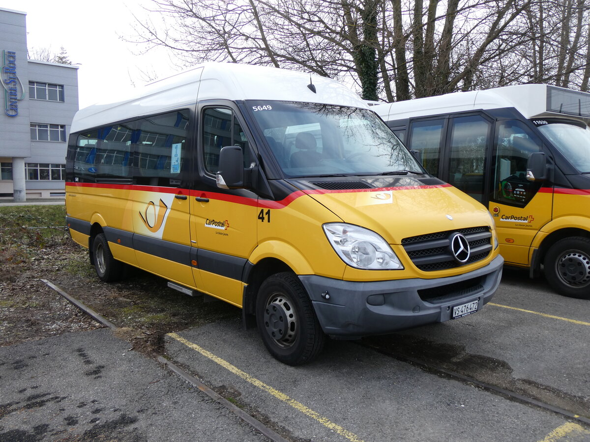 (271'563) - PostAuto Wallis - Nr. 41/VS 476'472/PID 5649 - Mercedes (ex TRD, Savise) am 1. Februar 2025 in Yverdon, Garage