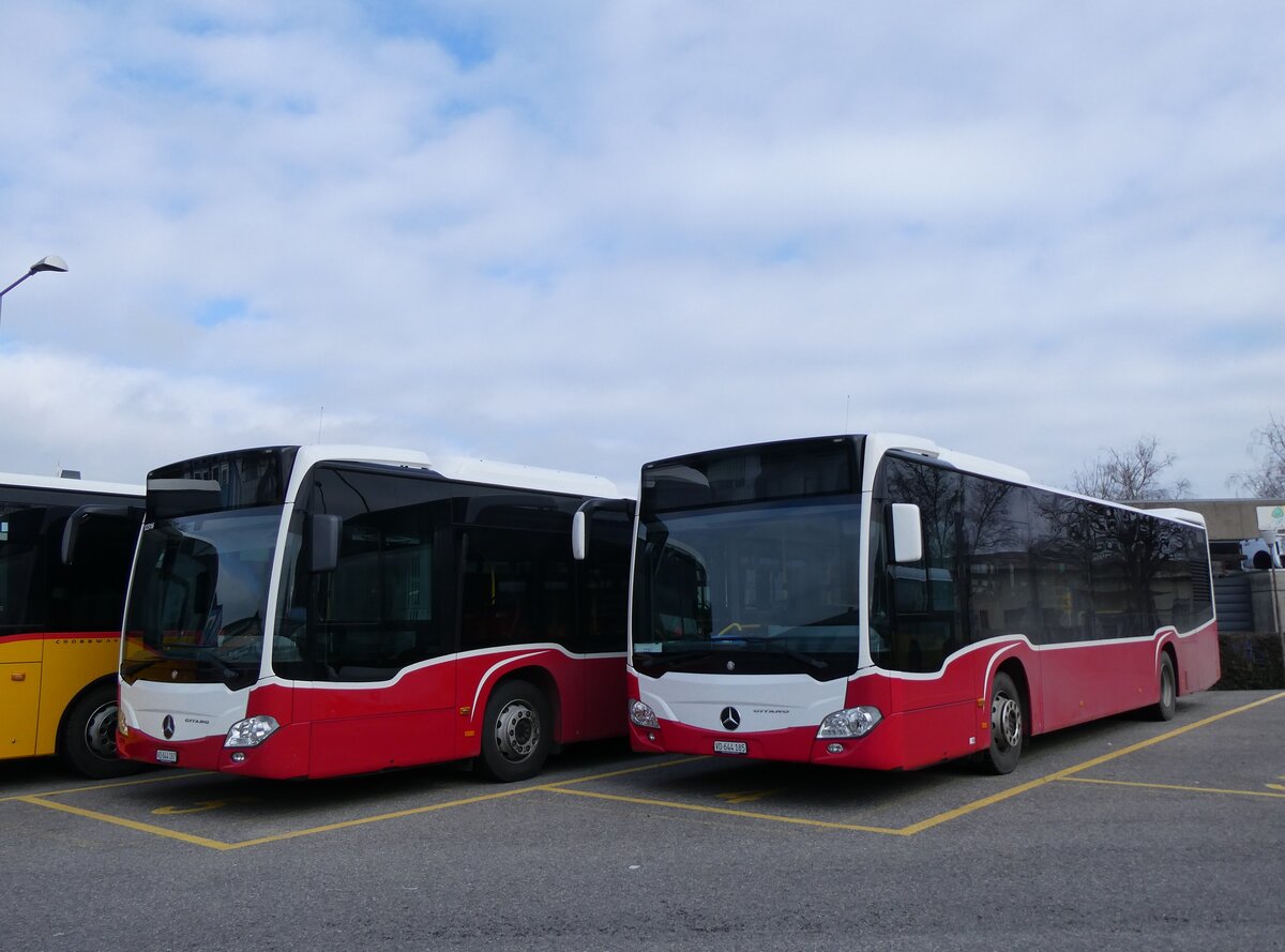 (271'592) - CarPostal Ouest - VD 644'185/PID 12'301 - Mercedes (ex Wiener Linien, A-Wien) am 1. Februar 2025 in Yverdon, Garage