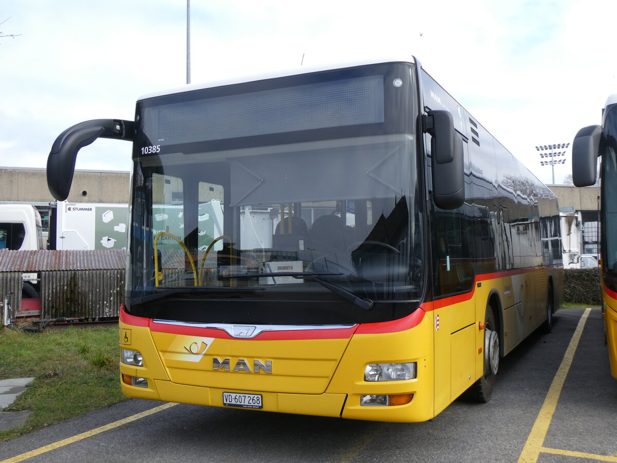 (271'596) - CarPostal Ouest - VD 607'268/PID 10'385 - MAN (ex JU 52'241; ex Nr. 60) am 1. Februar 2025 in Yverdon, Garage