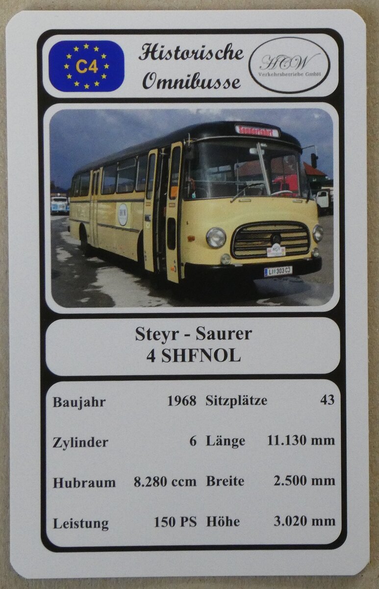 (271'633) - Quartett-Spielkarte mit Steyr - Saurer 4 SHFNOL von 1968 am 2. Februar 2025 in Thun