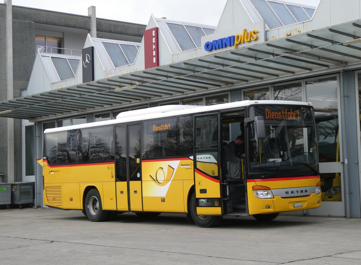 (271'635) - PostAuto Bern - BE 401'263/PID 4504 - Setra (ex AVG Meiringen Nr. 63) am 3. Februar 2025 in Thun, Garage STI