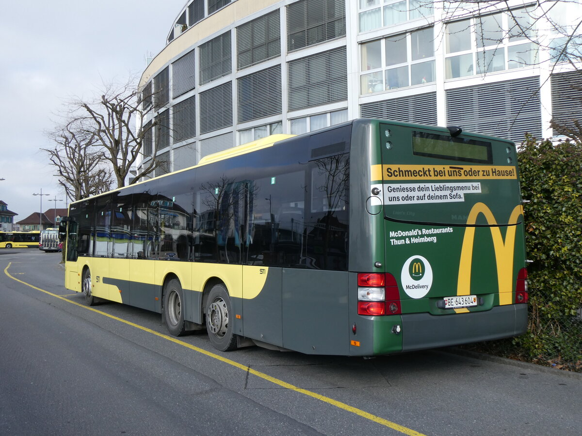 (271'637) - STI Thun - Nr. 604/BE 643'604 - MAN am 3. Februar 2025 bei der Schifflndte Thun