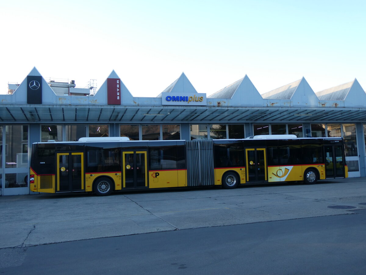 (271'648) - PostAuto Bern - Nr. 10'818/BE 637'670/PID 10'818 - MAN (ex Nr. 670) am 4. Februar 2025 in Thun, Garage STI