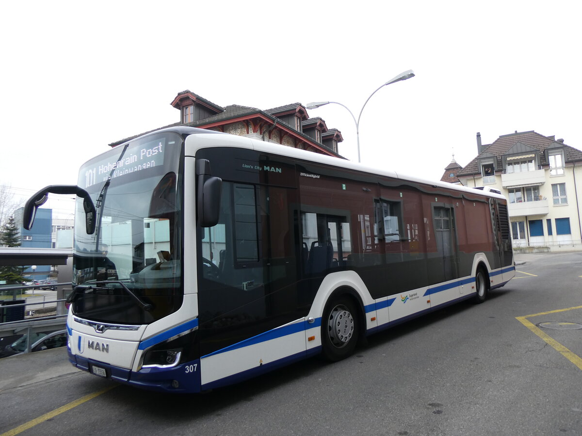 (271'675) - BSF Hochdorf - Nr. 307/LU 15'556 - MAN am 7. Februar 2025 beim Bahnhof Hochdorf