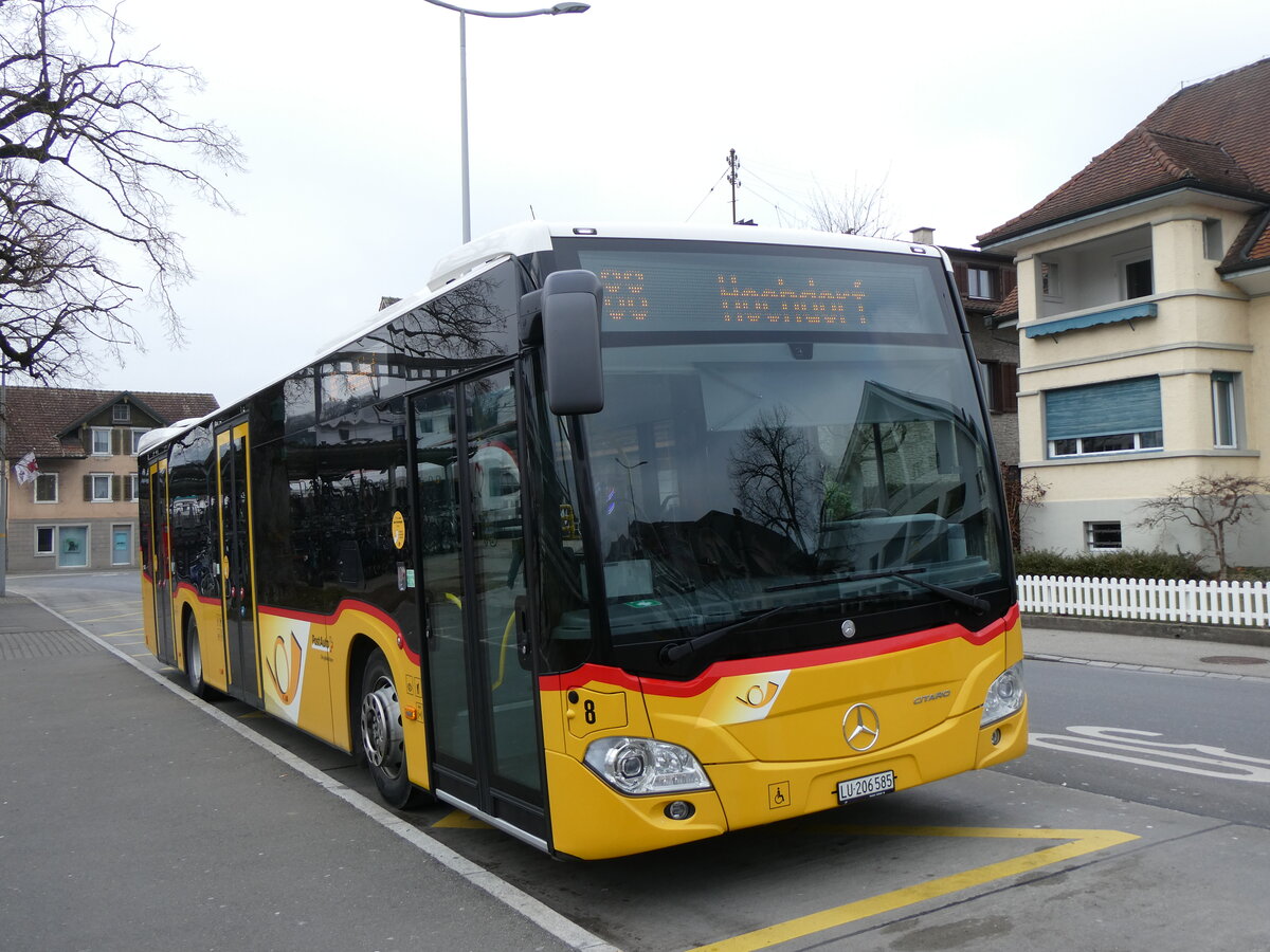 (271'680) - SB Trans, Sursee - Nr. 8/LU 206'585/PID 11'402 - Mercedes (ex PostAuto Bern) am 7. Februar 2025 in Neuenkirch, Sempach Station