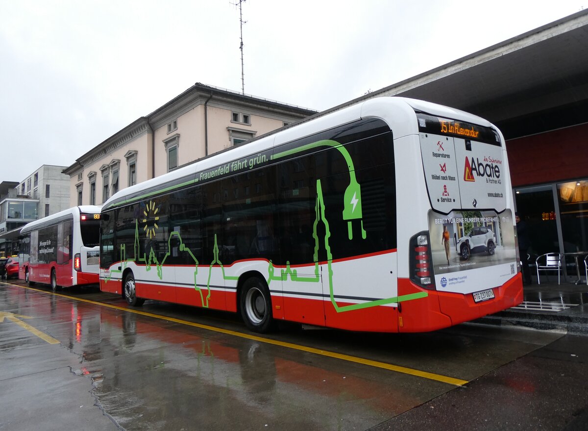 (271'882) - StadtBUS, Frauenfeld - Nr. 707/TG 237'007 - eMercedes am 13. Februar 2025 beim Bahnhof Frauenfeld