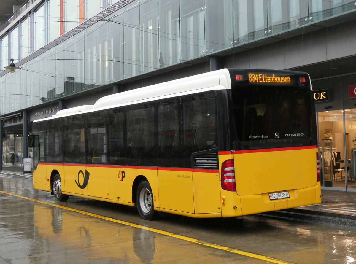 (271'892) - Rattin, Schlatt - TG 109'553/PID 4539 - Mercedes (ex Harz, D-Saarbrcken; ex PostAuto Bern; ex AVG Meiringen Nr. 71) am 13. Februar 2025 beim Bahnhof Frauenfeld