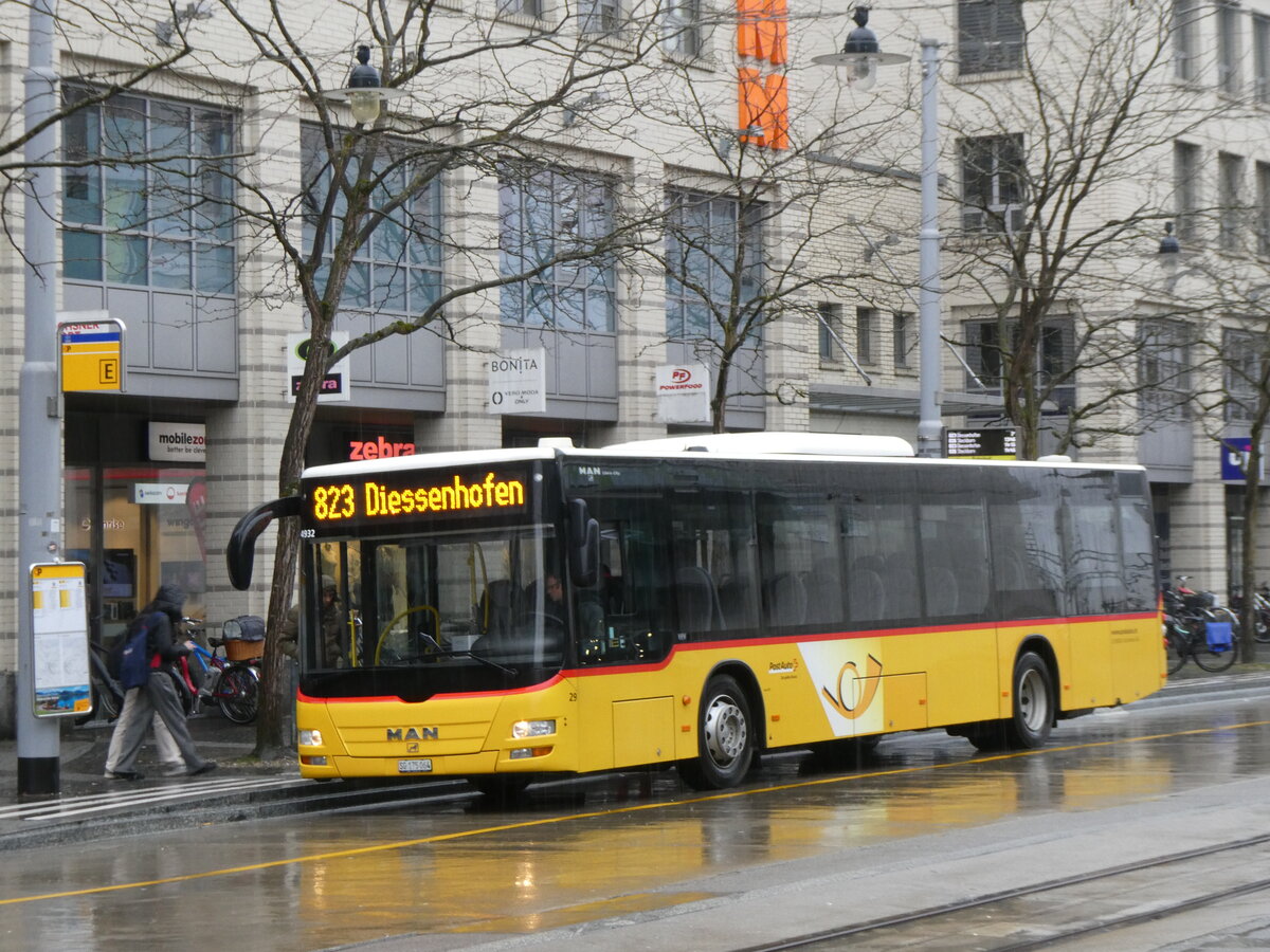 (271'903) - Eurobus, Arbon - Nr. 29/SG 175'064/PID 4932 MAN (ex Schwizer, Goldach Nr. 29) am 13. Februar 2025 beim Bahnhof Frauenfeld