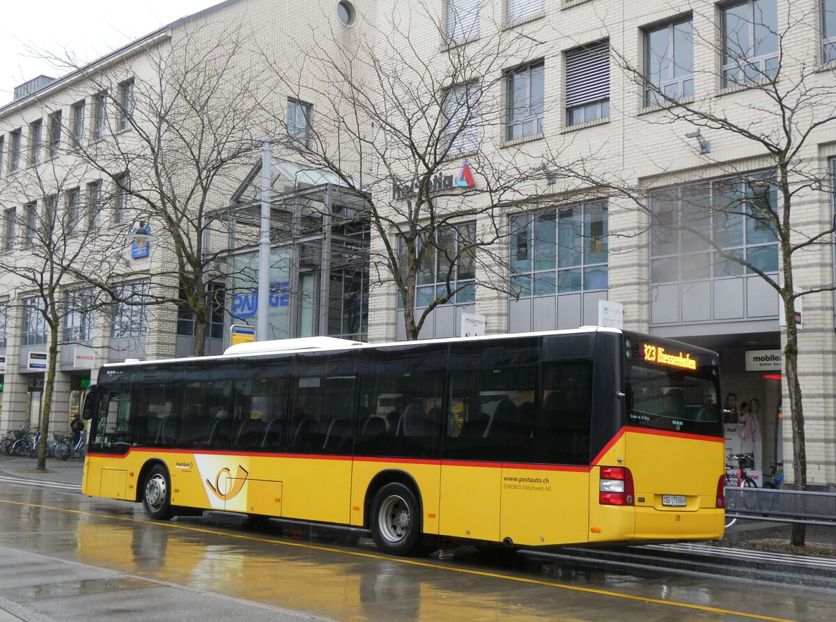 (271'904) - Eurobus, Arbon - Nr. 29/SG 175'064/PID 4932 - MAN (ex Schwizer, Goldach Nr. 29) am 13. Februar 2025 beim Bahnhof Frauenfeld