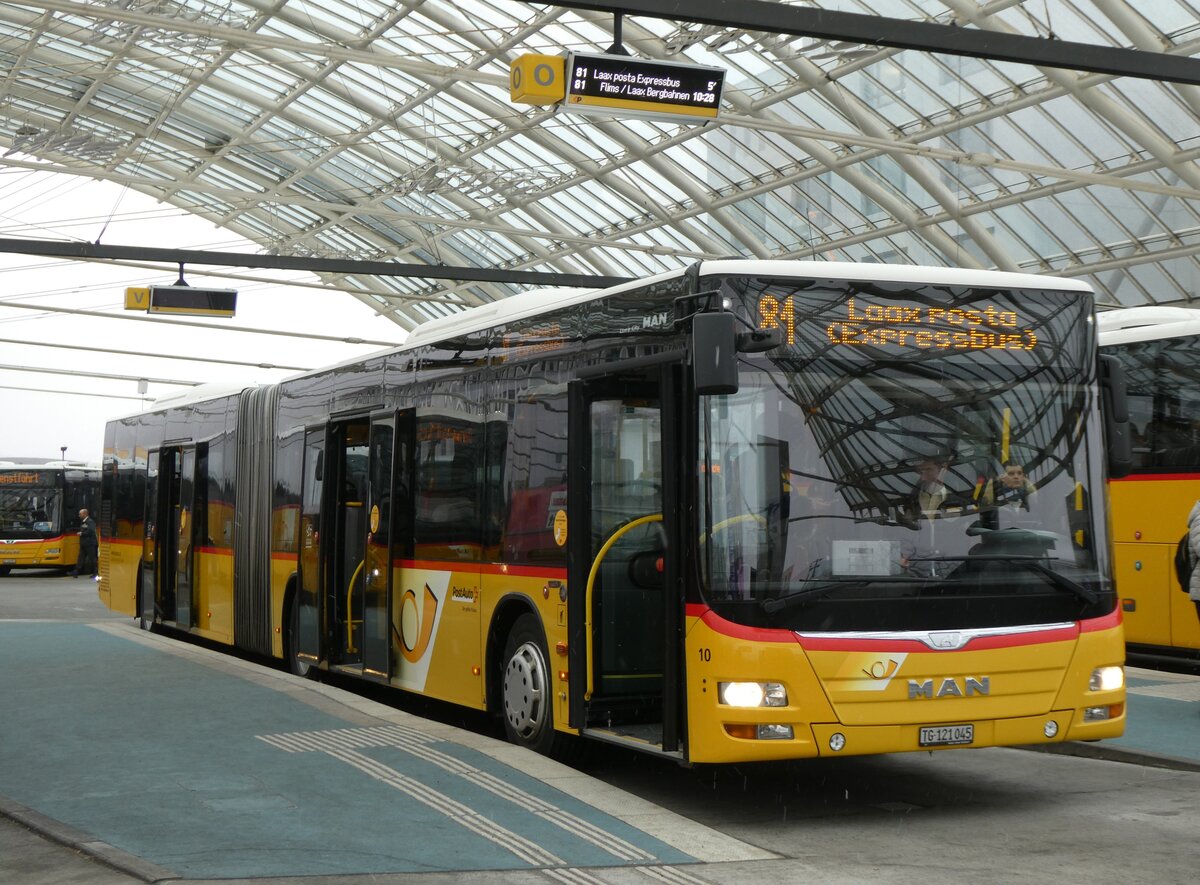 (271'962) - Eurobus, Arbon - Nr. 10/TG 121'045/PID 10'451 - MAN am 14. Februar 2025 in Chur, Postautostation