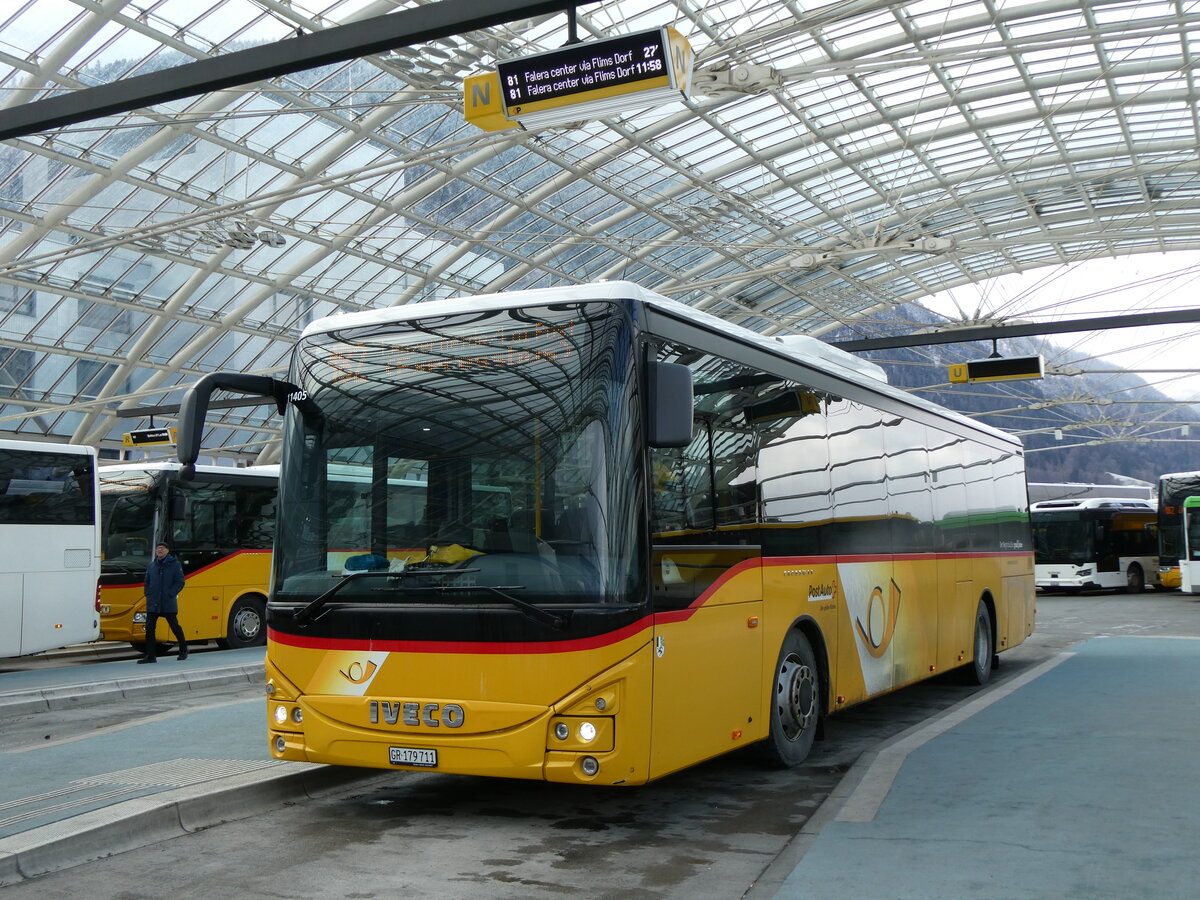 (272'013) - PostAuto Graubnden - GR 179'711/PID 11'405 - Iveco am 14. Februar 2025 in Chur, Postautostation