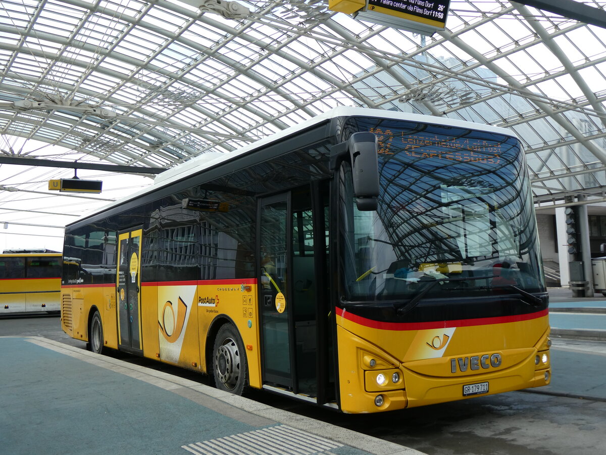 (272'014) - PostAuto Graubnden - GR 179'711/PID 11'405 - Iveco am 14. Februar 2025 in Chur, Postautostation