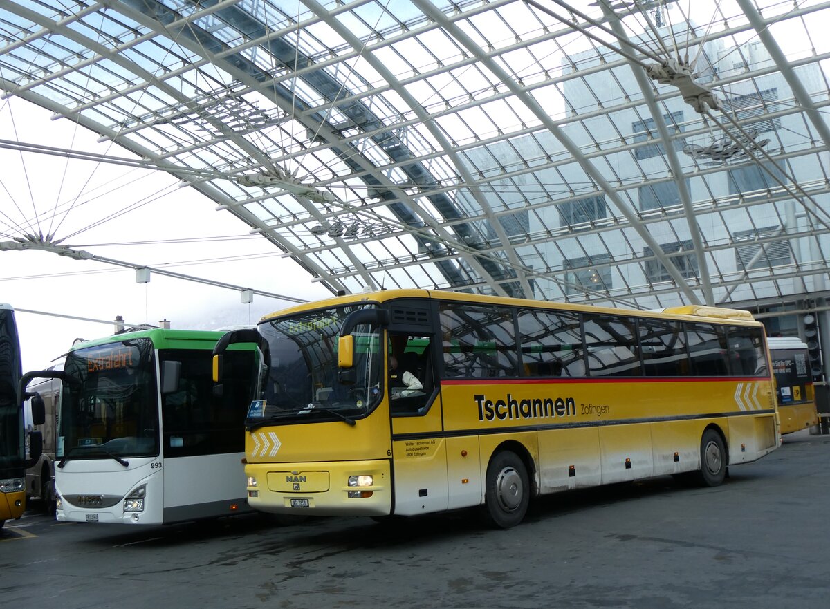 (272'015) - Tschannen, Zofingen - Nr. 6/AG 7858 - MAN (ex STI Thun Nr. 39) am 14. Februar 2025 in Chur, Postautostation