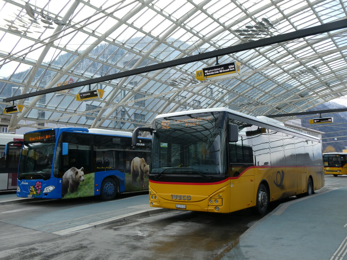 (272'042) - PostAuto Graubnden - GR 179'720/PID 11'406 - Iveco am 14. Februar 2025 in Chur, Postautostation