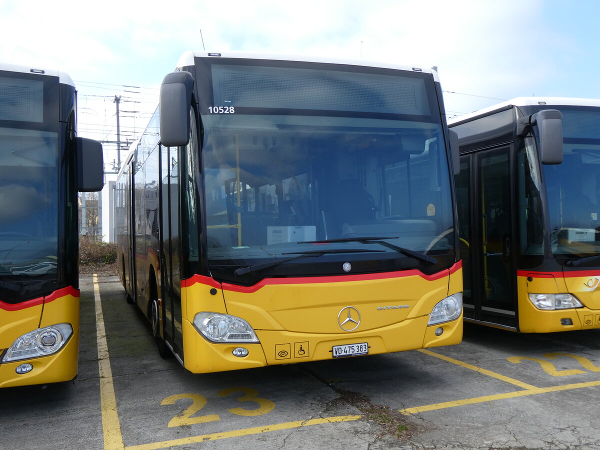 (272'062) - CarPostal Ouest - VD 475'383/PID 10'528 - Mercedes (ex TPB, Sdeilles) am 15. Februar 2025 in Yverdon, Garage