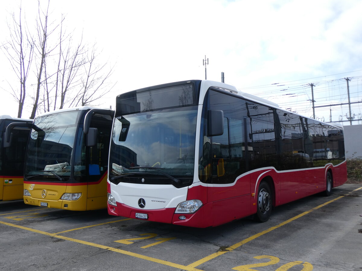 (272'065) - CarPostal Oeust - VD 644'187/PID 12'316 - Mercedes (ex Wiener Linien, A-Wien) am 15. Februar 2025 in Yverdon, Garage