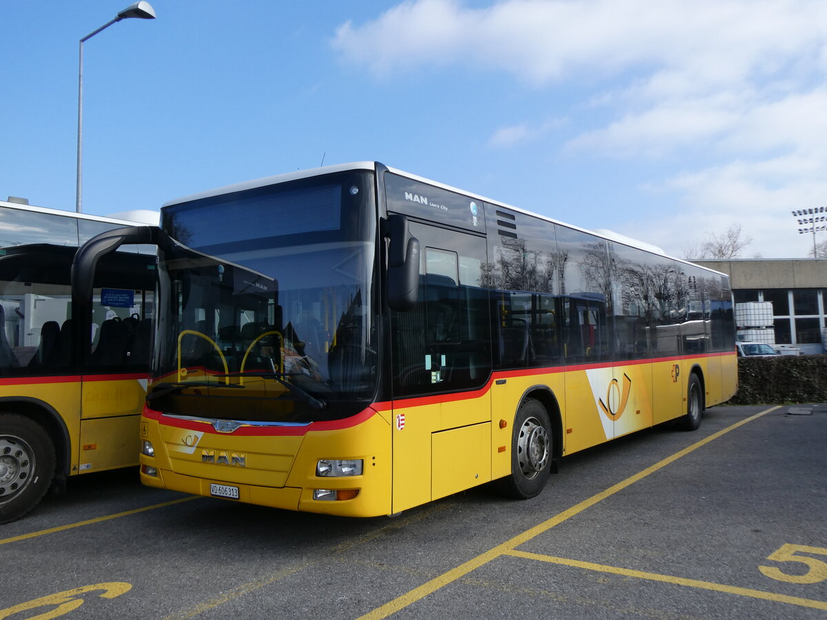 (272'082)  CarPostal Ouest - VD 606'313/PID 10'263 - MAN (ex JU 51'293; ex Nr. 59) am 15. Februar 2025 in Yverdon, Garage