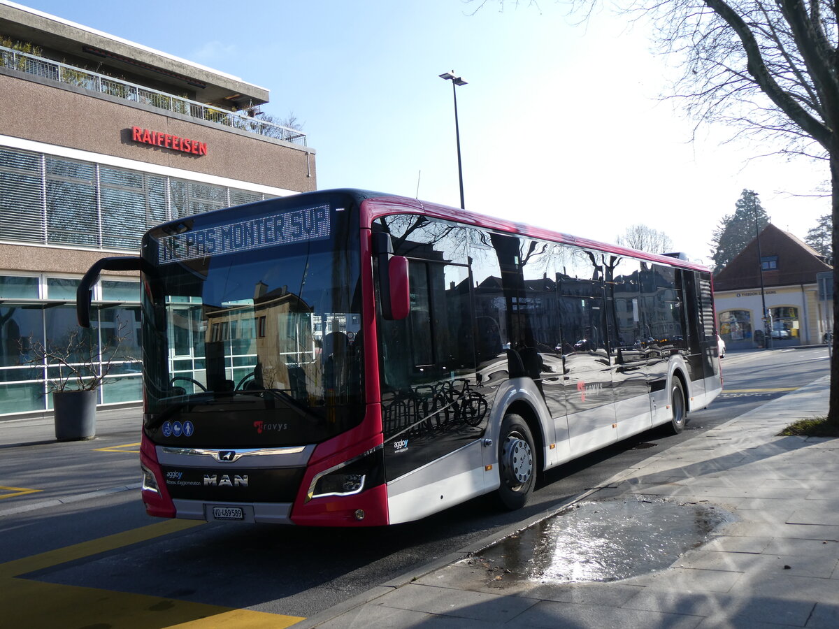 (272'089) - TRAVYS Yverdon - Nr. 236/VD 489'589 - MAN am 15. Februar 2025 beim Bahnhof Yverdon