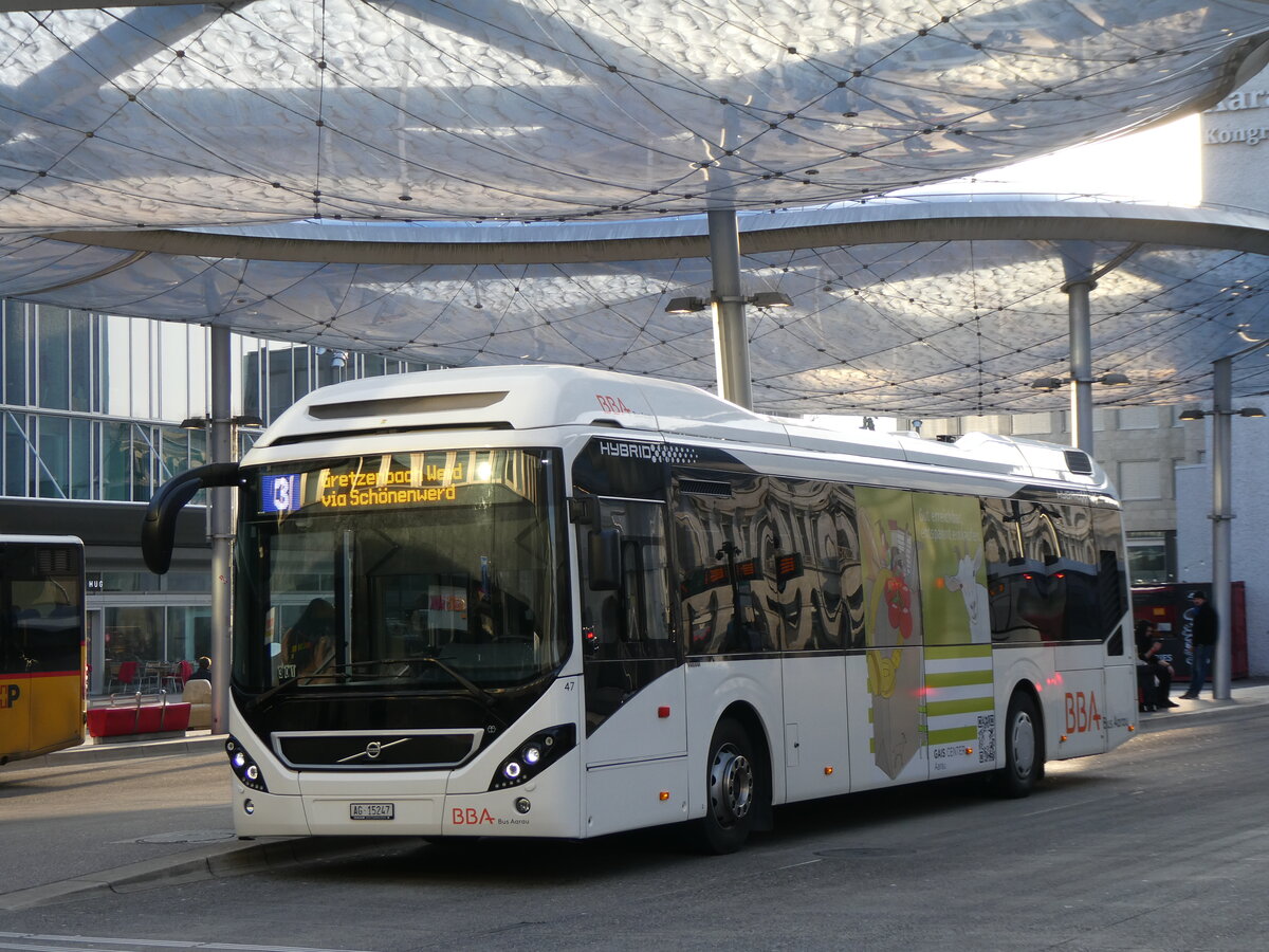 (272'131) - BBA Aarau - Nr. 47/AG 15'247 - Volvo am 15. Februar 2025 beim Bahnhof Aarau