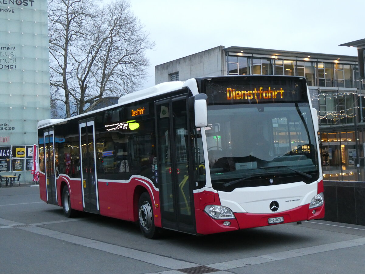 (272'150) - PostAuto Bern - BE 640'277/PID 12'318 - Mercedes (ex Wiener Linien, A-Wien Nr. 8158) am 17. Februar 2025 beim Bahnhof Interlaken Ost