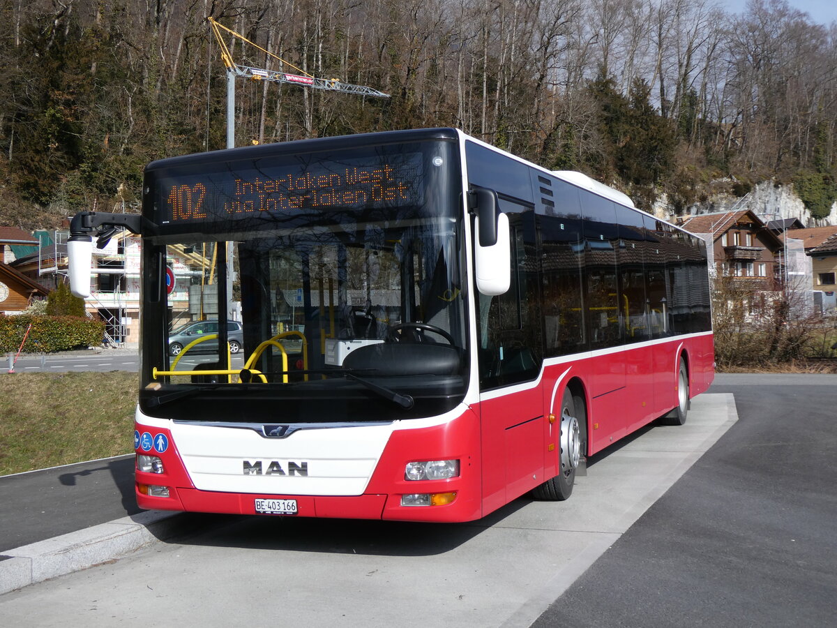 (272'188) - PostAuto Bern - BE 403'166/PID 12'336 - MAN (ex Dr. Richard, A-Wien Nr. 1411) am 17. Februar 2025 in Ringgenberg, Sge