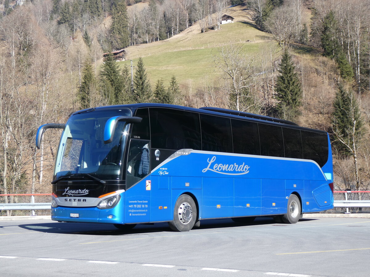 (272'240) - Leonardo, Unterengstringen - ZH 945'688 - Setra am 18. Februar 2025 in Lauterbrunnen, Parkhaus