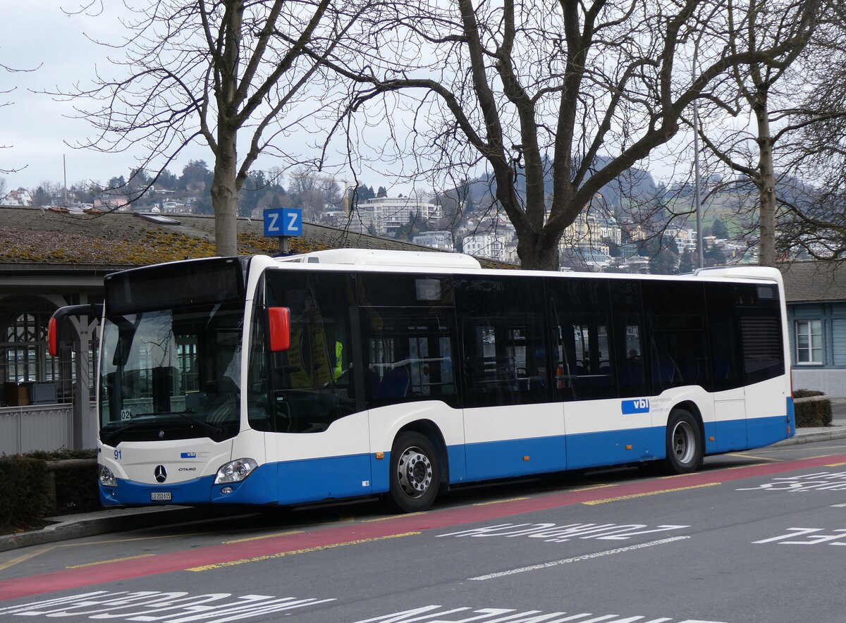 (272'257) - VBL Luzern - Nr. 91/LU 202'615 - Mercedes am 20. Februar 2025 beim Bahnhof Luzern